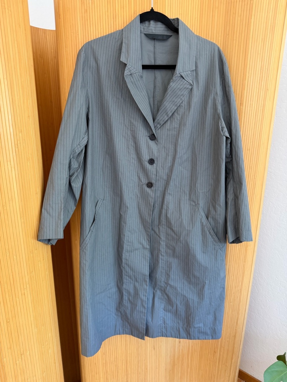 Moyuru Gray Pinstripe Trench Utility Coat